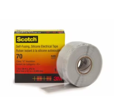 3M スコッチウイスキー ケイ素樹脂自分自身融着磁気テープ 70, 薄墨色, 25 粍 x 9 m, 10 巻/箱