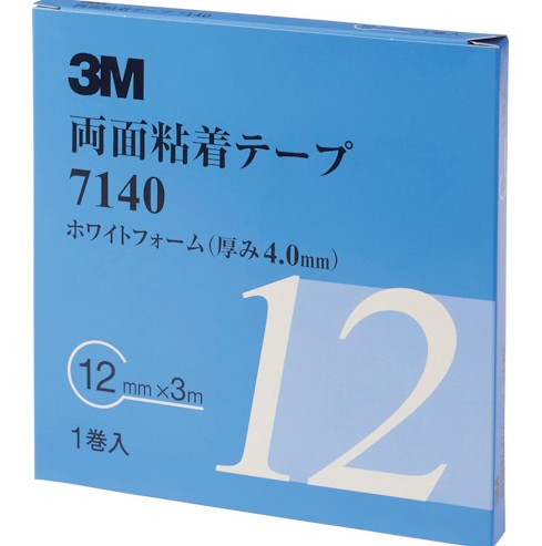 3M アクリルフォームテープ 7140 AAD, 白, 4 粍, 12 粍 x 3 m, 12 渦巻き/箱