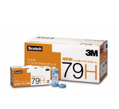 3M スコッチウイスキー シーリングマスキングテープ 硝子・窓枠用 79H, 青碧, 40 粍 x 18 m, 0.09 粍, 100 容器に並べる/箱 (300 巻/箱, 3 巻/容器に並べる)(受注生み出すこと品)