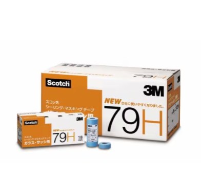 3M スコッチウイスキー シーリングマスキングテープ 硝子・窓枠用 79H, 青碧, 50 粍 x 18 m, 0.09 粍, 100 容器に並べる/箱 (200 巻/箱, 2 巻/容器に並べる)
