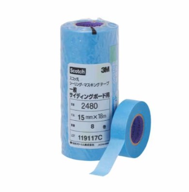 3M スコッチウイスキー シーリングマスキングテープ 原則としてサイディングボード用 80, 青碧, 15 粍 x 18 m, 0.09 粍, 100 容器に並べる/箱 (800 巻/箱, 8 巻/容器に並べる)