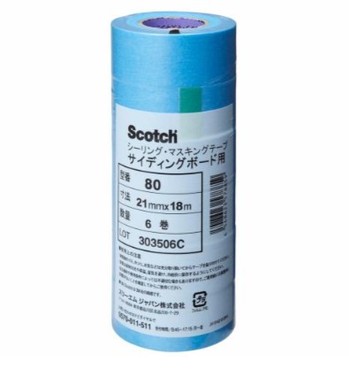 3M スコッチウイスキー シーリングマスキングテープ 原則としてサイディングボード用 80, 青碧, 21 粍 x 18 m, 0.09 粍, 100 容器に並べる/箱 (600 巻/箱, 6 巻/容器に並べる)