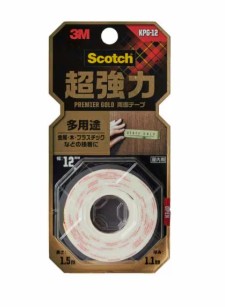 3M スコッチウイスキー 超豪然たる両面磁気テープ 割り増し金ゴールド 多役立つこと KPG-12, 白, 12 粍 x 1.5 m, 20 巻/箱