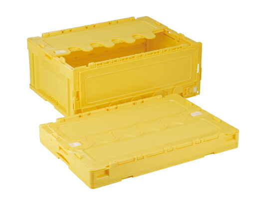 岐阜プラスチック工業 リス 折りたたみコンテナ（フタ付き） 55L CF-S56NR イエロー