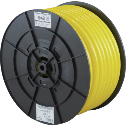 三洋化成 散水ホース SHホワイトネットホース 黄 内径15mm×外径20mm×長さ50m 定尺品 プラスチックドラム式
