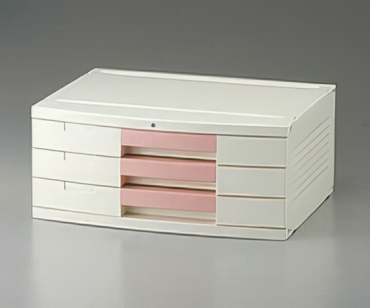 トレイBOX(鍵付) A3用ピンク 470×360×205mm 306H