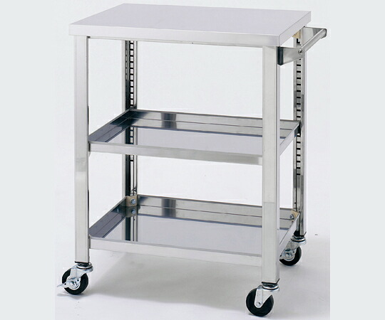 1-2620-04 ステンレス製ワゴン 750×600×800mm 3段 引出し無