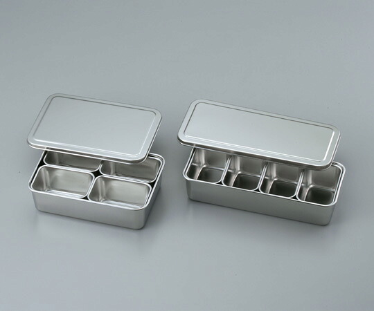 1-4532-04 ステンレスバット蓋付き(仲子8ツ入/角型) 105×68×59mm