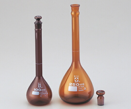 1-8659-08 メスフラスコ(カスタムA) 茶 250mL