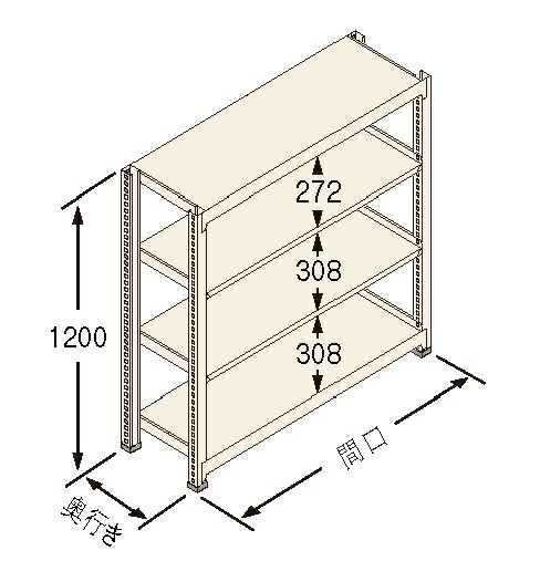 扶桑金属工業(株) 中量ラック Jタイプ500KG GSN-J1209E4D