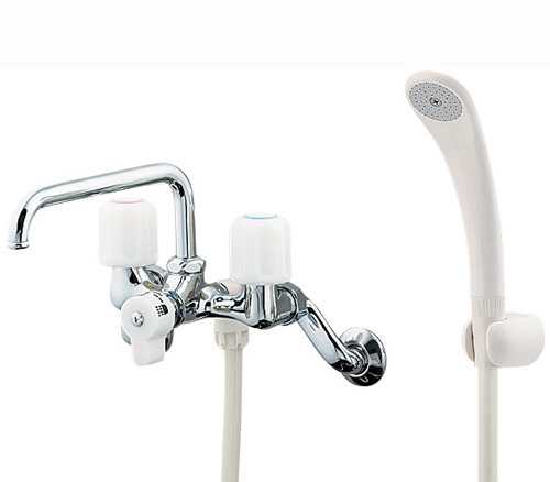 カクダイ 2ハンドルシャワー混合栓(一時止水) 1375SKK|GAOS 店