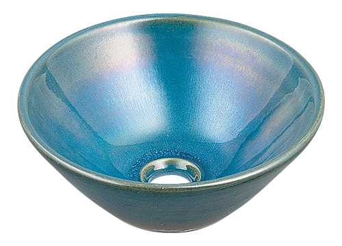 カクダイ 丸型手洗器//孔雀 493-011-CB