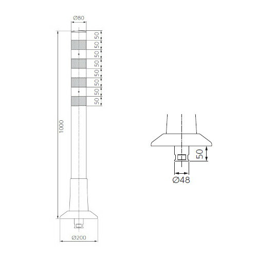 ニッタ化工品 視線誘導標 ガードコーン 可動式 1本脚 Φ200 K-1000DBR ダークブラウン 代引不可