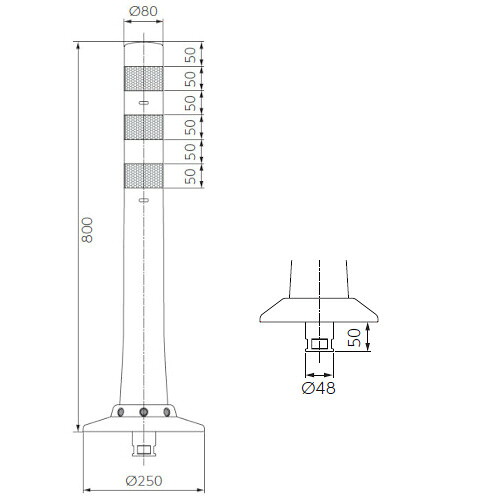 ニッタ化工品 視線誘導標 広角反射体付き(Φ250)ガードコーン 可動式 1本脚 Φ250 KC-800DBR ダークブラウン 代引不可