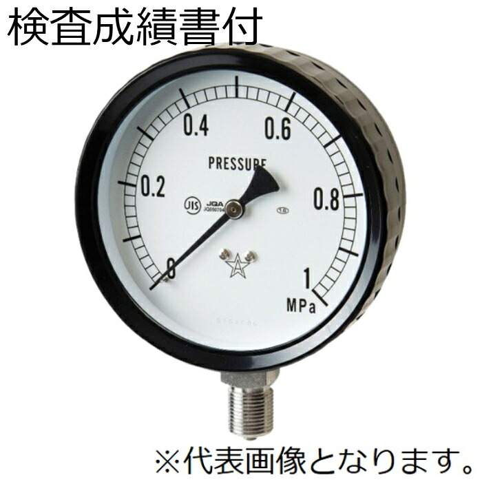 右下精器 圧力計 (プラスチックケース) 検査成績書付き S-AT3/8X75X0.1MPa