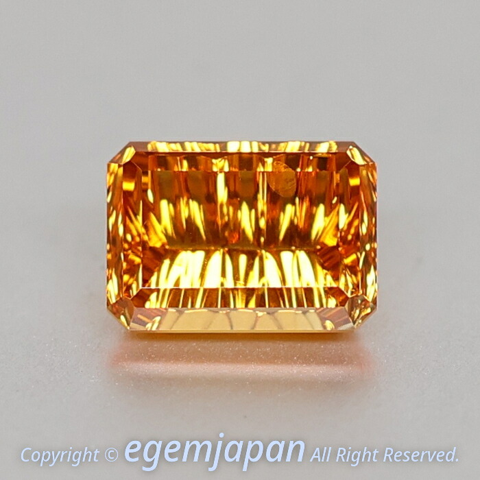 サファイア オレンジモンタナサファイア 0.48コンピュータ断層撮影法（John Dyer）Deep Concave Cut 日独珠玉科学研究所聞き分け書