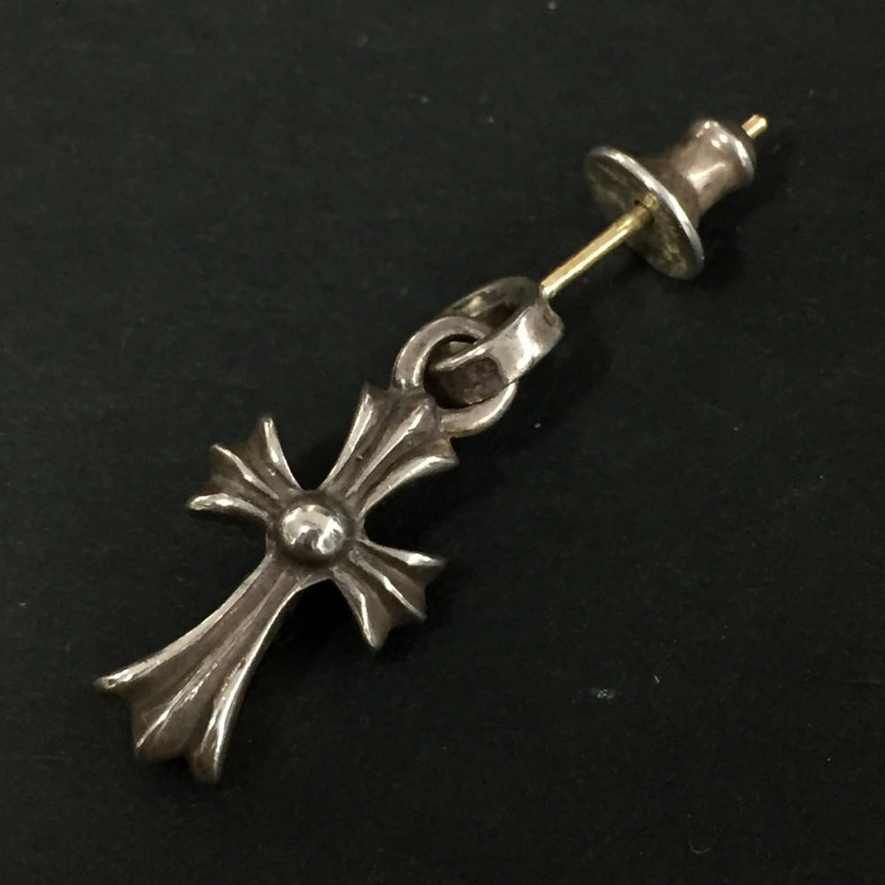 Chrome Hearts クロムハーツ SV925 2.5g CHはりつけ台 ベビーファット 落っこちる ピアス 仕切り状嘱する しろがね色/CR0009【中古】