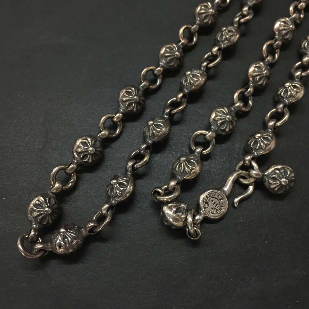 Chrome Hearts クロムハーツ SV925 104g #1 クロスボールチェーン 首飾り 仕切り状嘱する しろがね色/CR0014【中古】
