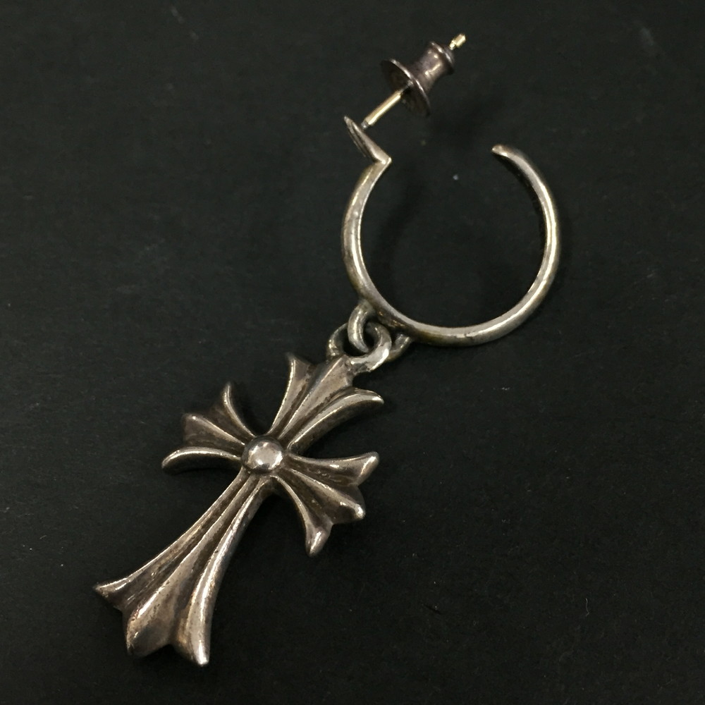 Chrome Hearts クロムハーツ SV925 5.5g タイニーCHはりつけ台 フープ ピアス 書き出し属する しろがね色/CR0023【中古】