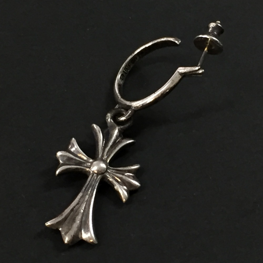Chrome Hearts クロムハーツ SV925 5g タイニーCHはりつけ台 フープ ピアス 書き出し属する しろがね色/CR0035【中古】