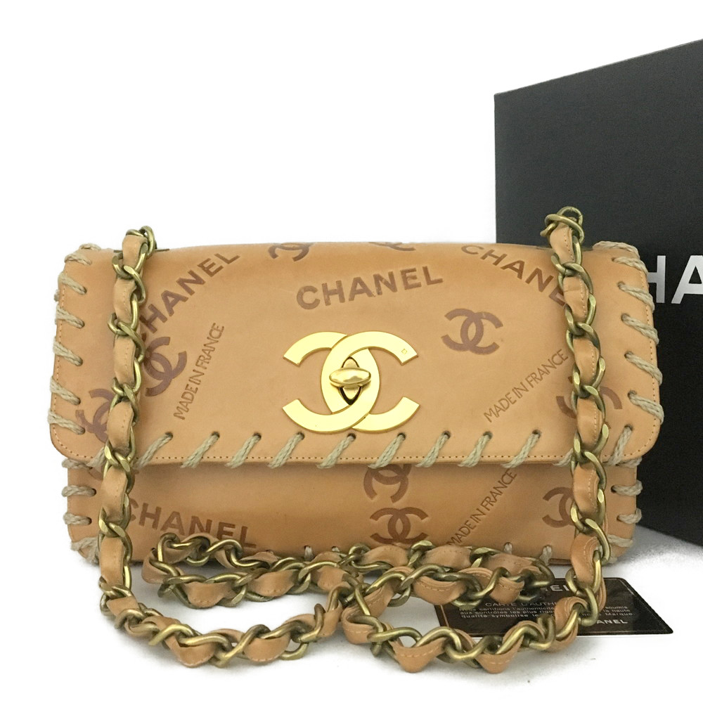 CHANEL シャネル ココマーク ロゴ レザー チェーン ショルダーバッグ Brown/JPG0113【中古】|EGOトレード店