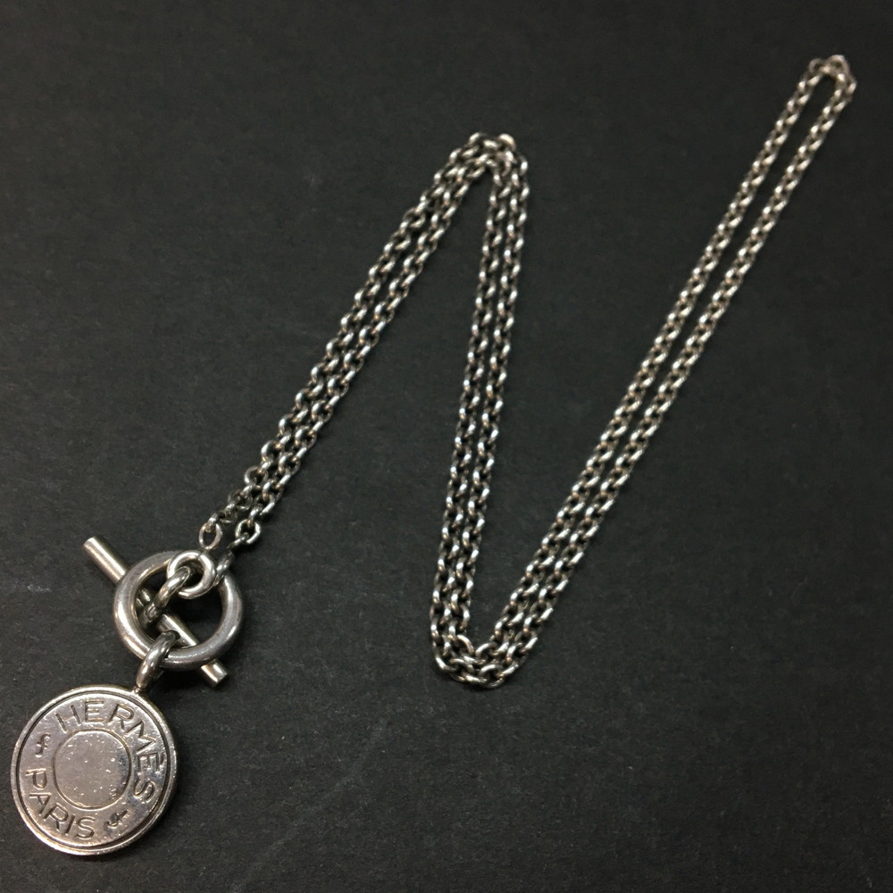 HERMES シルバー コイン型ペンダントネックレス 楽天市場】【新品】HERMES エルメス セリエ ペンダント コイン