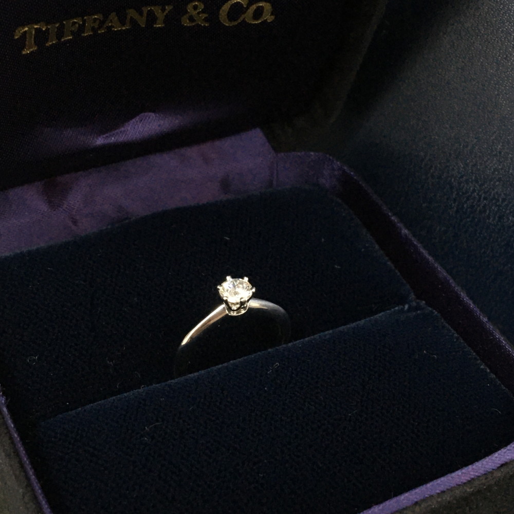 ■新同■TIFFANY&CO. ティファニー PT950 プラチナ ダイヤ 0.36CT 3.5g ソリティアダイヤモンド リング #46(6号) Silver/ZA0080【中古】|EGOトレード店