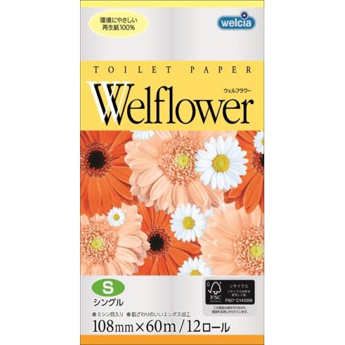 楽天市場 鶴見製紙 ウエルフラワー シングル 60m 12ロール入 8個セット ウエルシア楽天市場支店
