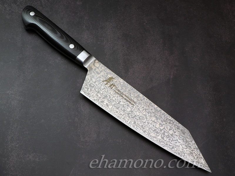 堺孝行　コアレスダマスカス　剣型（切付）牛刀190　ブラックマイカルタ～coreless damascus kiritsuke190