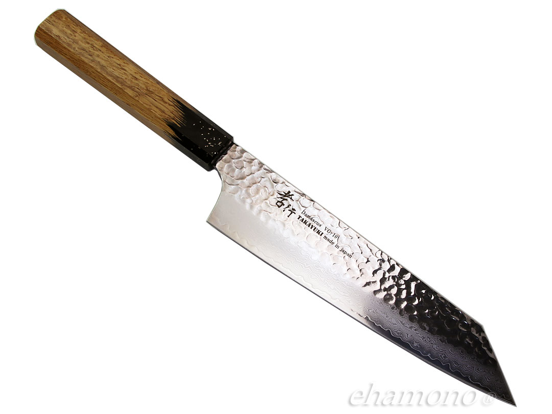 V金10号　67層　ダマスカス包丁　琥珀柄　剣型　牛刀　筋切り　三徳 堺 孝行 V金10号 33層ダマスカス 剣型三徳包丁 160mm ケヤキ柄 – 清助