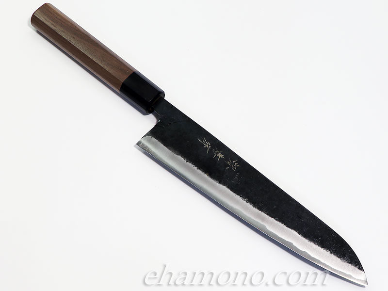 楽天市場】話題の黒い包丁！【堺孝行 黒影 牛刀210 V金10号鎚目フッ素