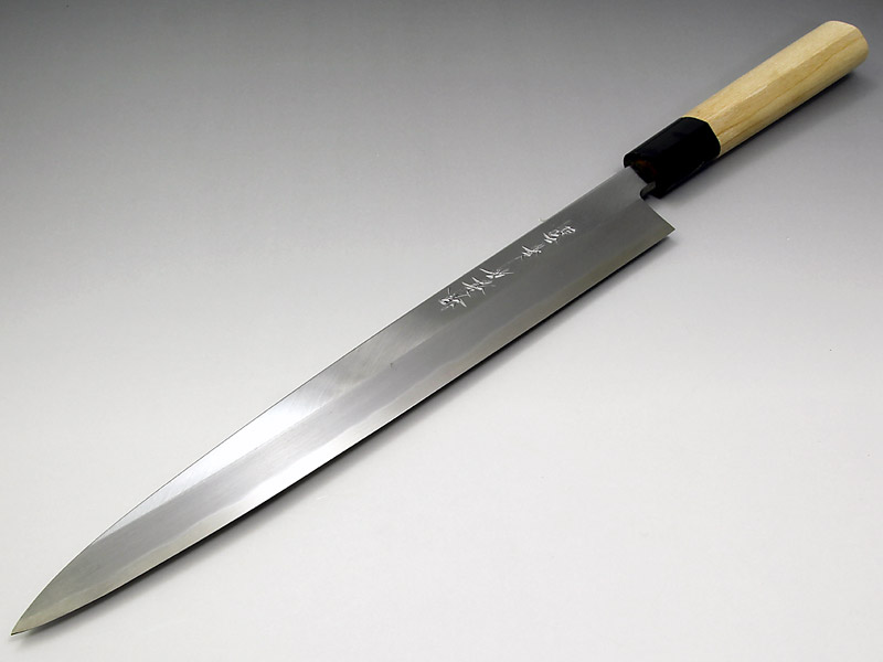 職人包丁 堺 孝行 本焼 青二鋼 水焼 柳刃包丁 240㎜ 堺 孝行 本焼 青ニ鋼 鏡面仕上げ ふぐ引き包丁 – 清助刃物