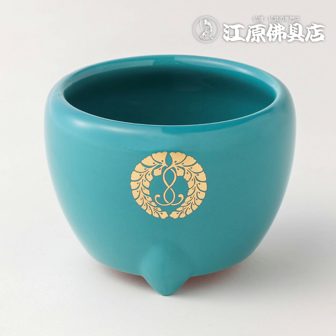 青磁 玉香炉 線香立 6.0寸 下り藤 浄土真宗 本願寺派（西)【仏具】【#2】｜仏壇・仏具の江原佛具店 2号店