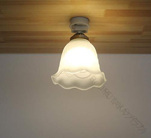 シーリングライト 1灯 北欧デザイン スリガラス お花模様 【E26 LED電球対応 工事不要】 照明器具 軽量約1kg 簡単取付け リビング用 トイレ用 引掛シーリング