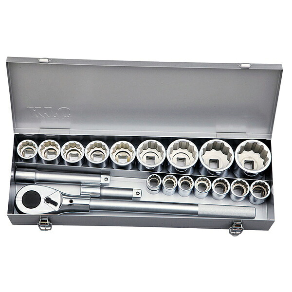 KTC ソケットレンチセット 19点 差込角19.0mm(19.0sq.)(3/4) (TB619B)(4989433176925) 京都機械工具｜エヒメマシン 店