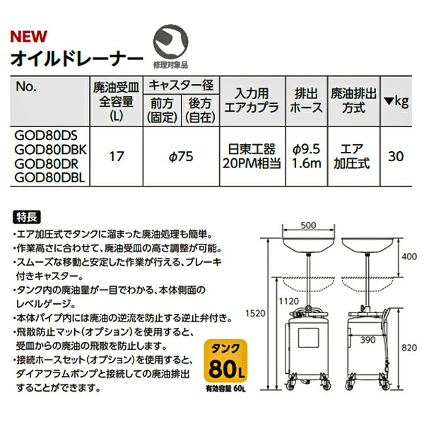 メーカー直送業者便 KTC オイルドレーナー レッド GOD80DR 京都機械 工具 特価