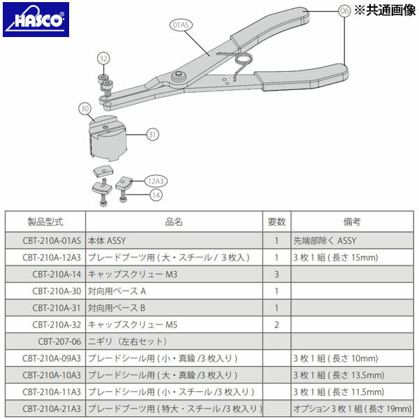 ハスコー ブレードブーツ用（大・スチール／3枚入） CBT-210A-12A3 (4940995519599) HASCO