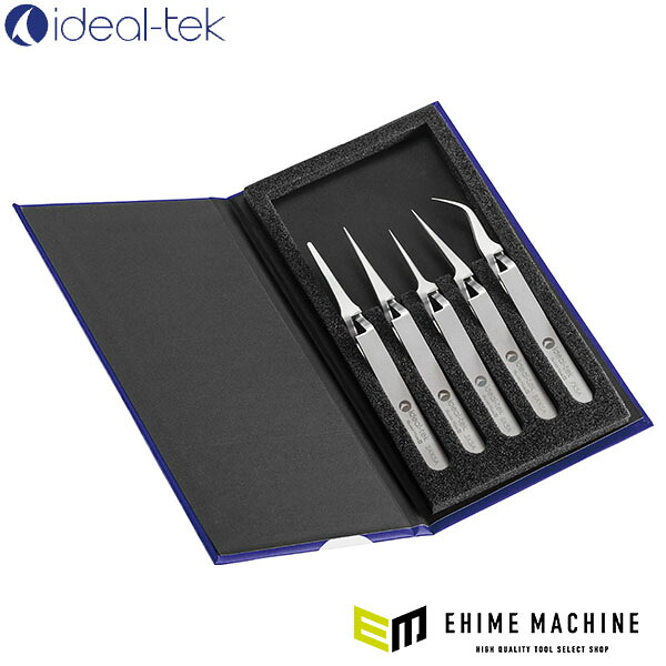 日本正規品 アイデアルテック 逆作用ステンレスピンセット 5本組 (K5PINX.IT)(7640174710706) ideal-tek｜エヒメマシン 店