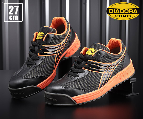 【1dayセール】 DIADORA ディアドラ PEACOCK-K ピーコックK 安全靴 PCK-272(BLK+ORG+BLK) 27.0cm おしゃれ かっこいい 作業靴 スニーカー
