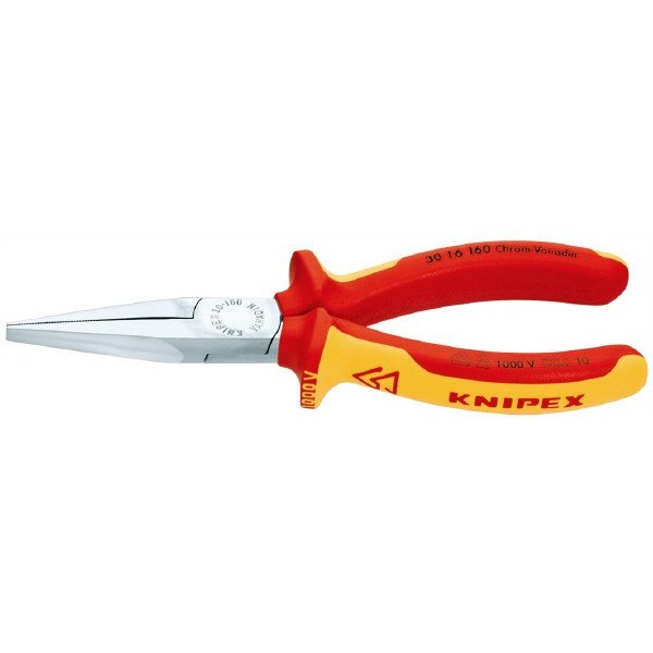 日本正規品 クニペックス 絶縁ロングノーズプライヤー 1000V (SB) (3016-160SB)(4003773029861) KNIPEX