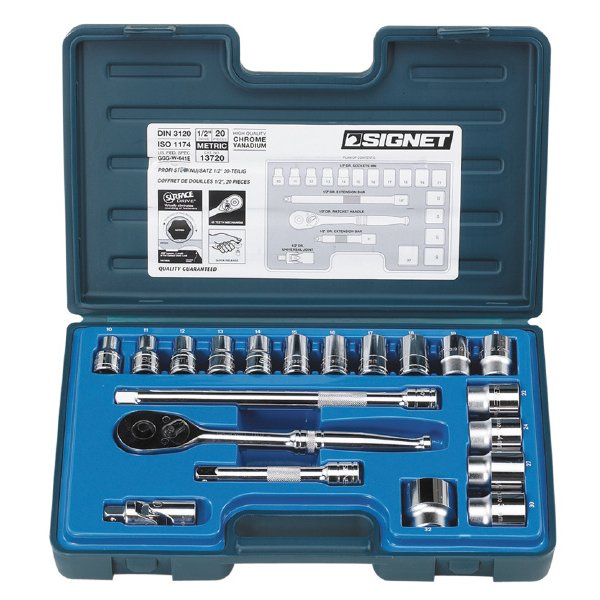 シグネット 1/2DR 20PC mm ソケットレンチセット (13720)(4712818935691) SIGNET|エヒメマシン 店