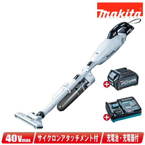 マキタ　40Vmax　充電式クリーナ　サイクロンアタッチメント付　CL001GRDCW　Li-ion充電池(BL4025)1個　充電器(DC40RA)【※沖縄県への注文受付・配送不可】 28,604円