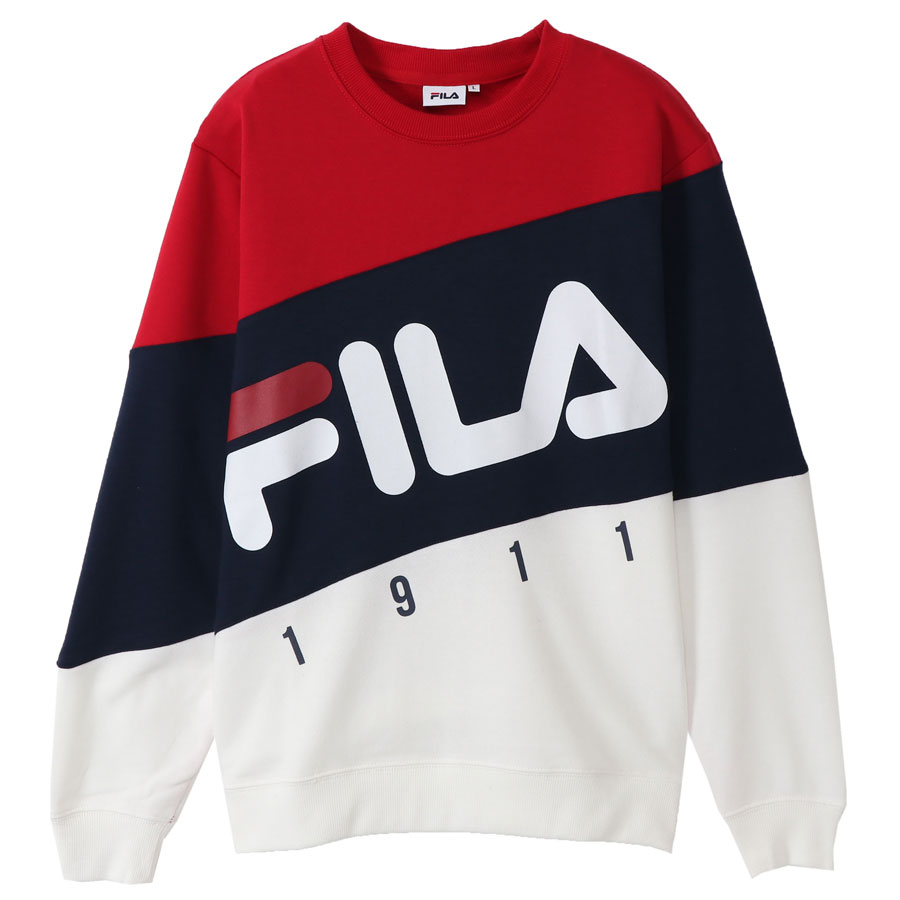 楽天市場 Fila フィラ ロゴ トリコロール キリカエ スウェット メンズ トリコット裏起毛 スポーツウェア スポーツ ブランド カジュアル 白 黒 赤 紺 ネイビー 春 秋 冬 トレンド イタリア フードなし ボーイズ ヤング 男の子 スエット トレーナー トレーニングウェア