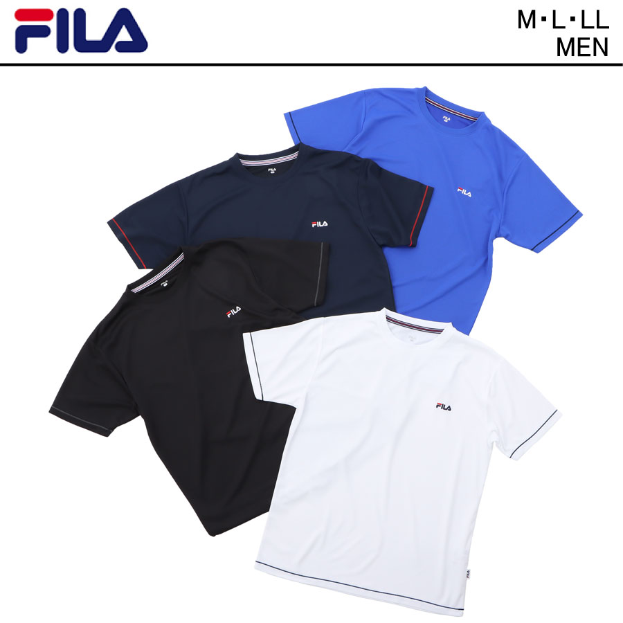 楽天市場 Fila フィラ ロゴ ダブルメッシュ 吸水速乾 Tシャツ メンズ ポリエステル スポーツウェア スポーツ ブランド カジュアル 白 紺 ネイビー ブルー 青 黒 半袖 春 夏 秋 吸汗 かっこいい 人気 メッシュ 半袖t ティシャツ Tee T Shirt 運動