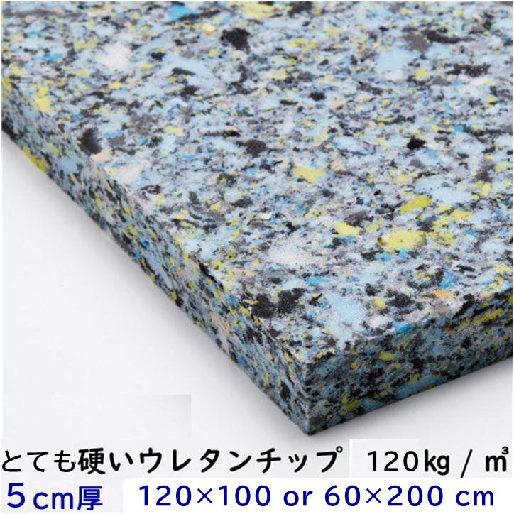 低燃焼性　純日本製 5センチ厚×120×100または60×200 とても硬いウレタンチップCH408 クッション 椅子 ソファ ベッド 車中泊 座布団 枕 マット ベンチ 切断無料 軟質ウレタンフォーム 自動車内装材料の低燃焼試験適用 販売７製品中３番目に硬い