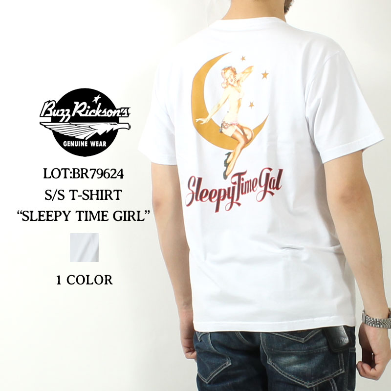 ★0のつく日!ポイントMax還元★ バズリクソンズ Tシャツ 2025春夏 新作 BR79624 BUZZ RICKSON'S 東洋エンタープライズ SLEEPING TIME GIRL ピンナップガール 半袖 プリント カットソー アメカジ ミリタリー メンズ 綿100 ホワイト M-XL