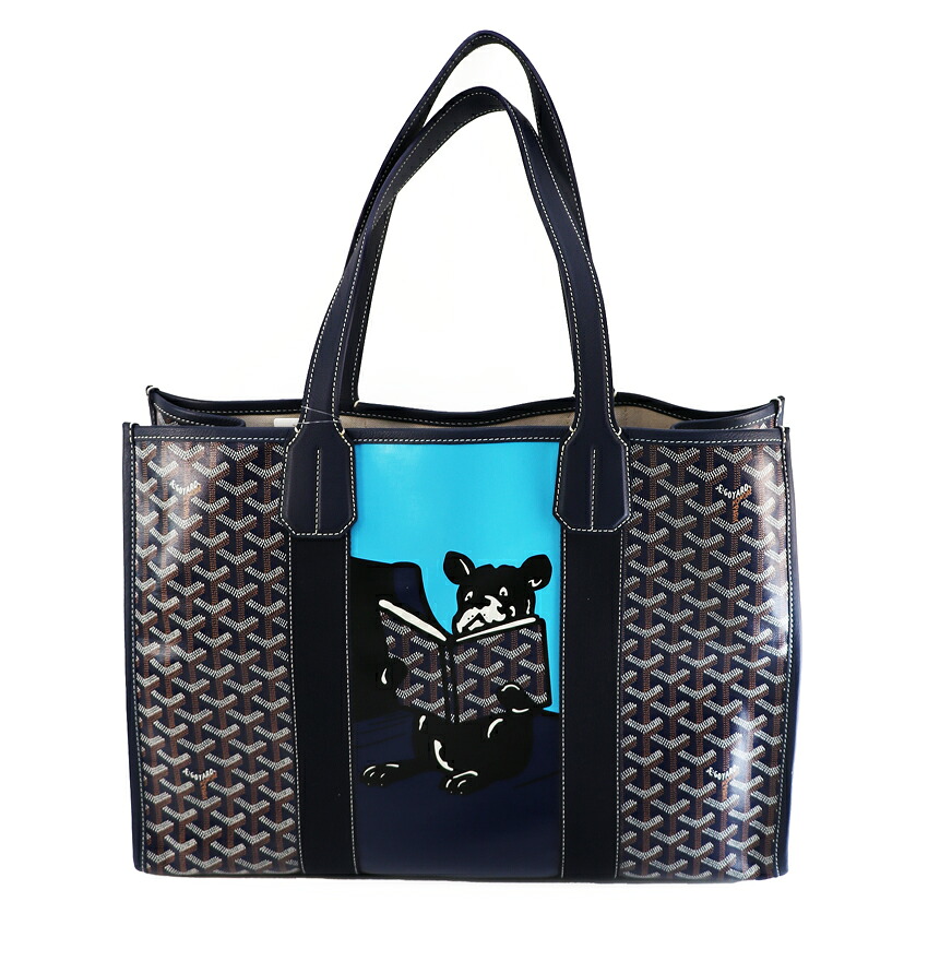 【中古】GOYARD（ゴヤール） ヴィレットMM フレンチブルドッグ ネイビー PVCコーティングキャンバス トートバッグ ショルダーバッグ｜Eightwave店