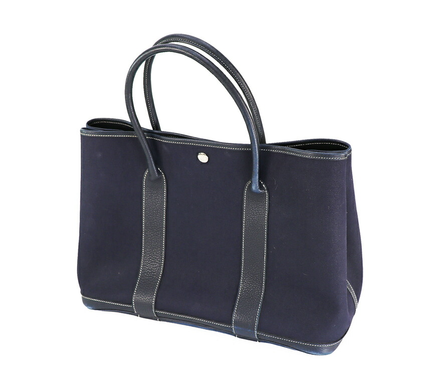 【中古】エルメス HERMES ガーデンパーティーPM トートバッグ ネイビーブルー|Eightwave店