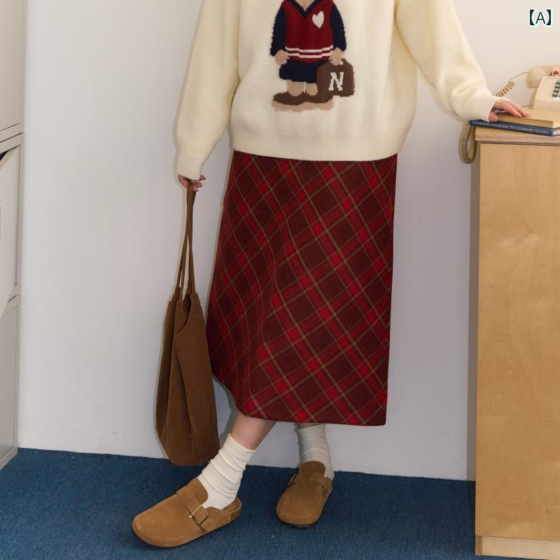 スカート チェック 赤 セーター スリム 婦人服 冬 普段使い 女子会 デート カジュアル ファッション おしゃれ レディース 6,874円
