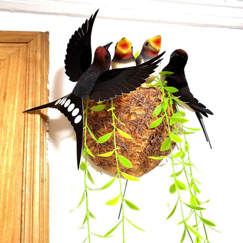 楽天市場】壁掛け 飾り 軒下 鳥の巣 ツバメ スワロー 親子 餌やり